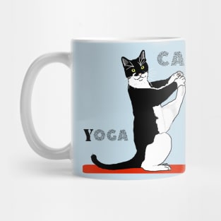 Cute Tuxedo Cat doing  Yoga  Copyright TeAnne Mug